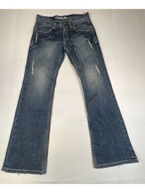 Affliction Men’s Size 34x32 Denim Killers Blue Distressed Bootcut Jeans USA made
